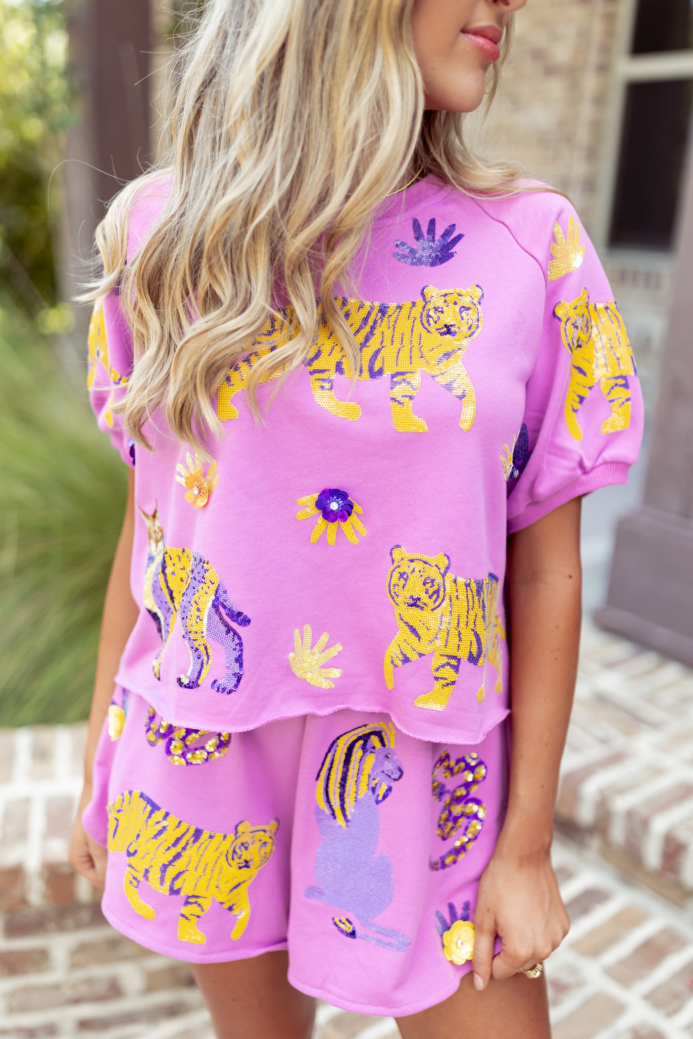 Queen Of Sparkles Lavender & Yellow Animal Top