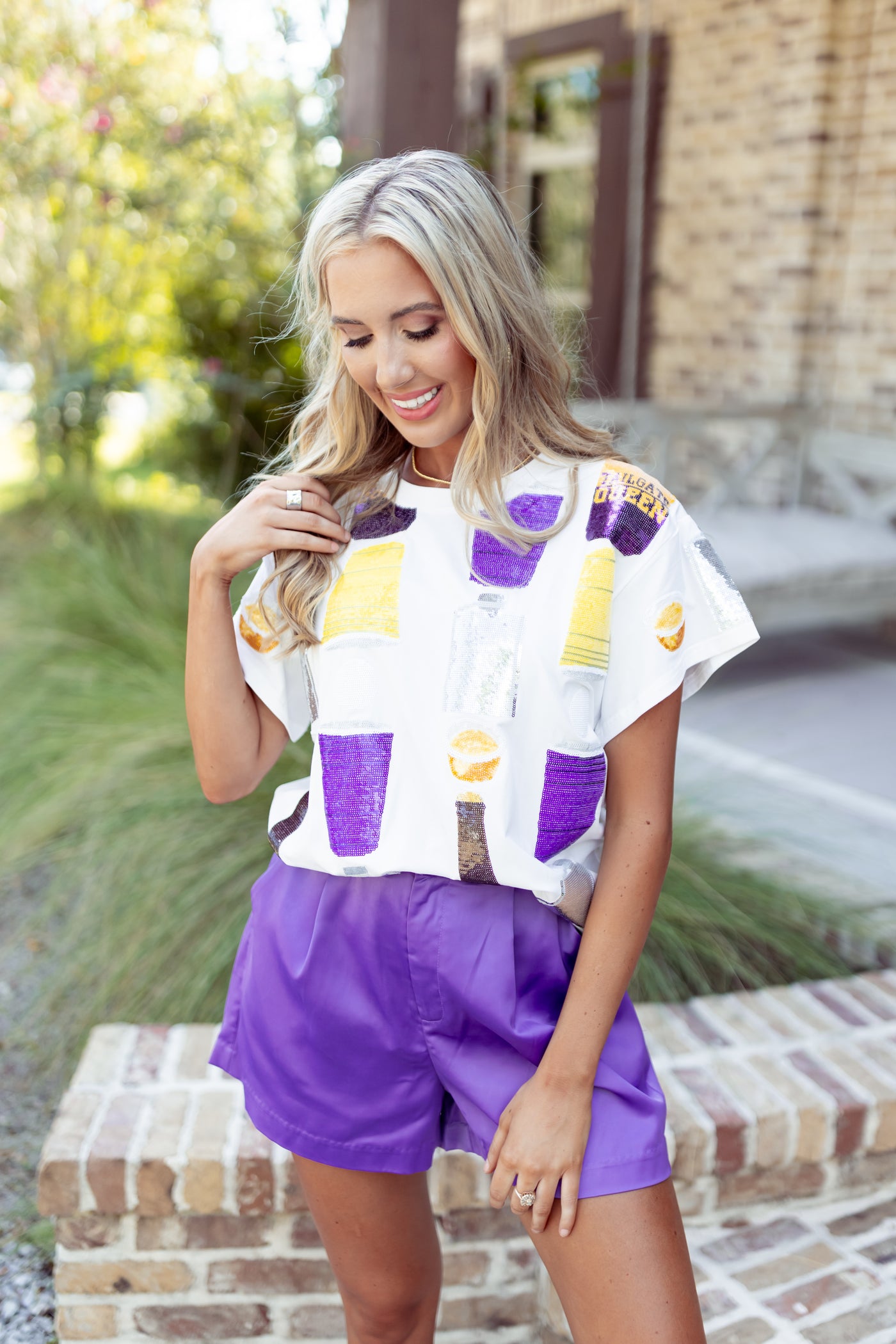 Queen Of Sparkles Purple & Yellow All Over Icon Drink Tee