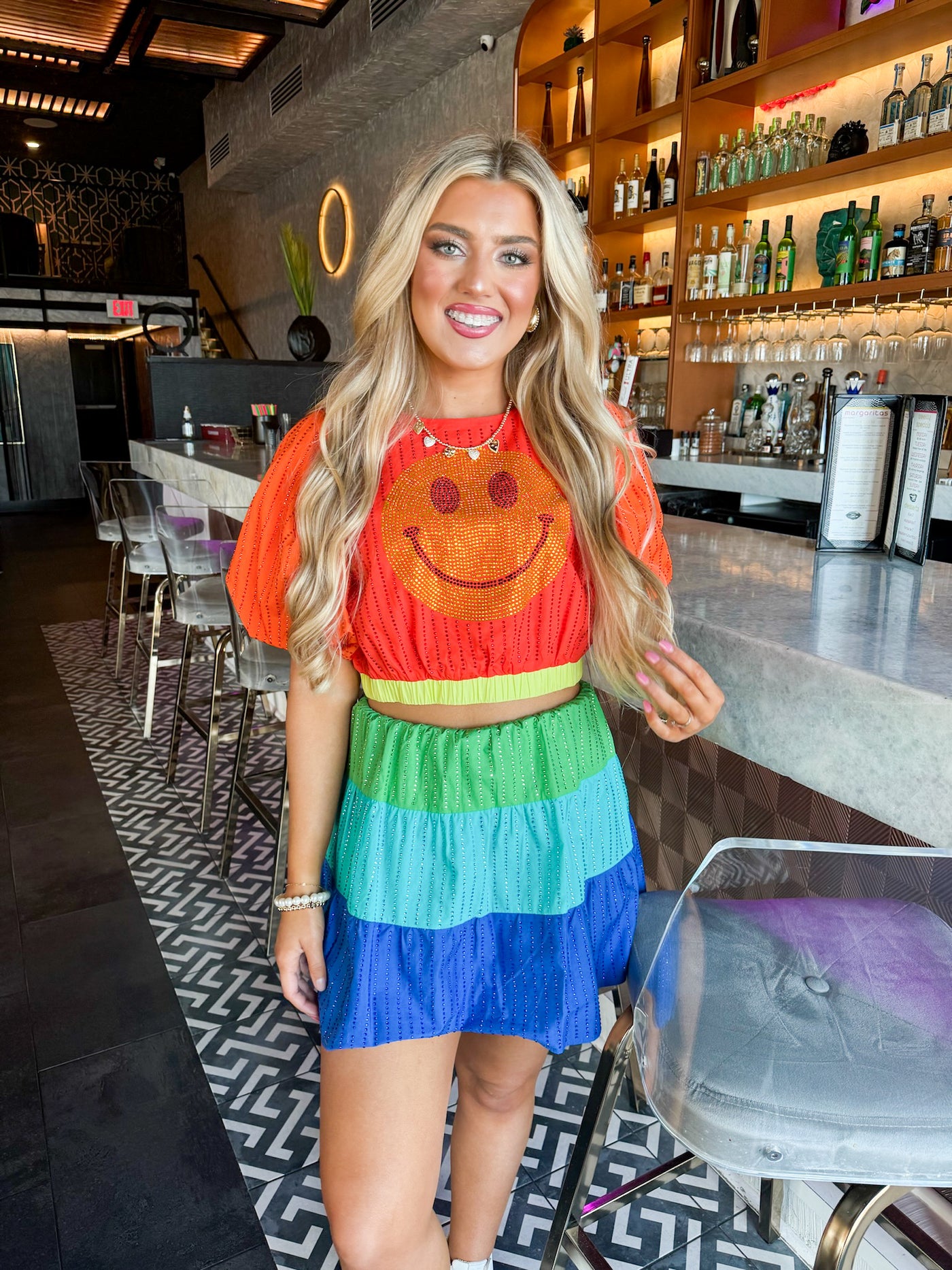 Queen Of Sparkles Rhinestone Rainbow Smile Set