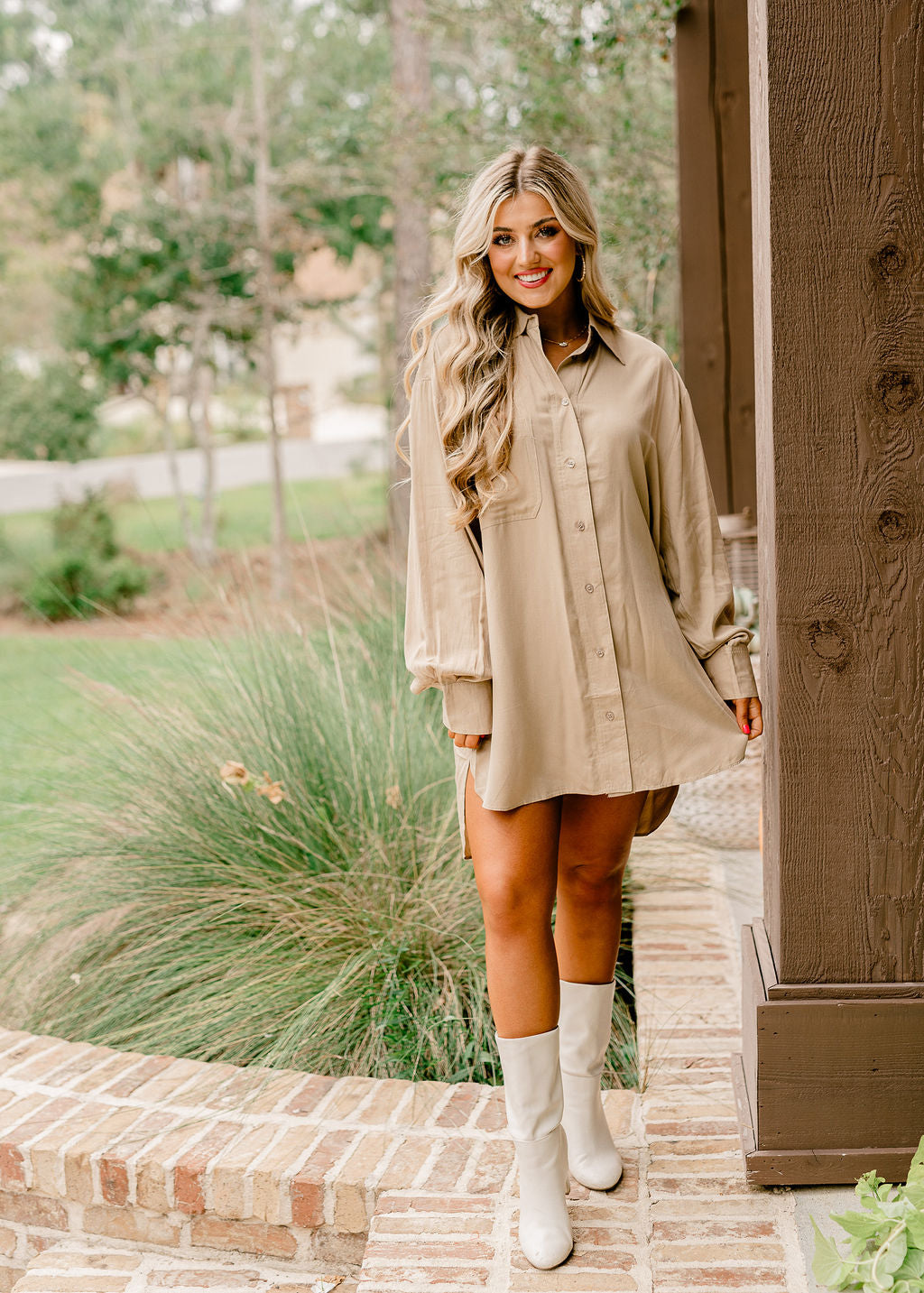 Taupe Oversized Button Down Shirt