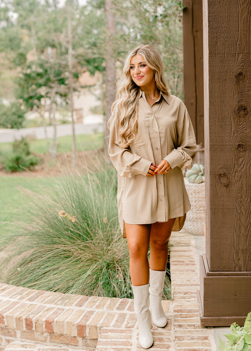 Taupe Oversized Button Down Shirt