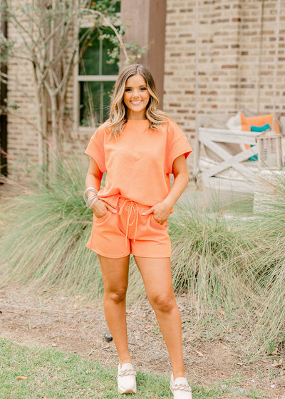 Tangerine Textured Lounge Top and Short Set