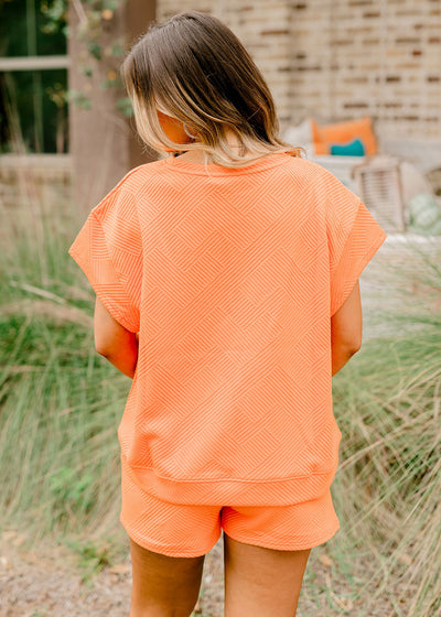 Tangerine Textured Lounge Top and Short Set