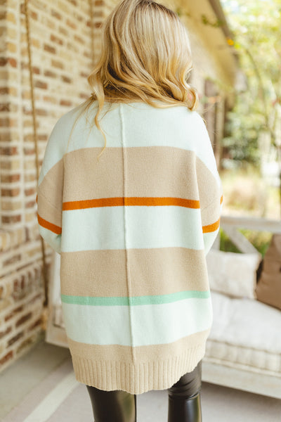 By Together Taupe Multi Mix Colorblock Sweater