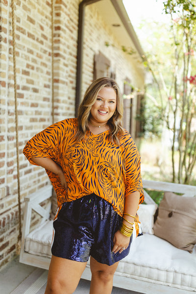 Adrienne Oversized Auburn Tiger Blouse