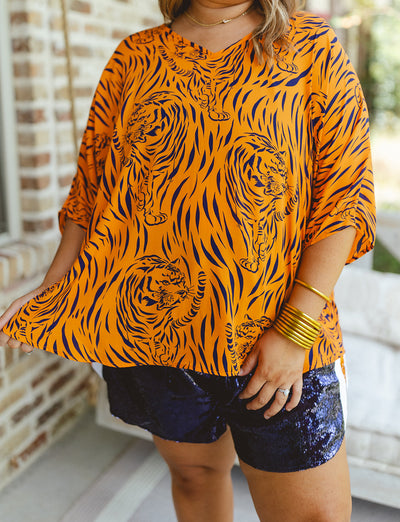 Adrienne Oversized Auburn Tiger Blouse