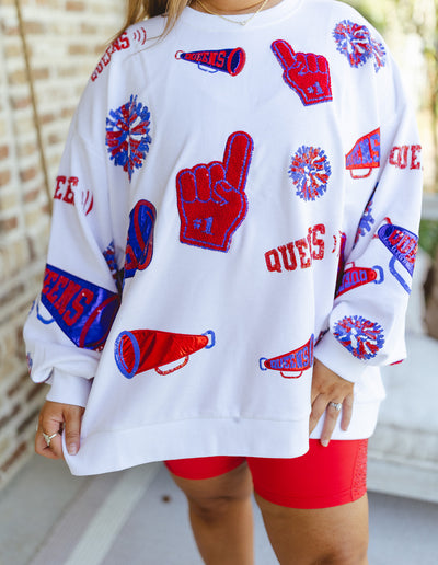 Queen Of Sparkles White, Red, & Royal Cheers Queen Icon Sweatshirt