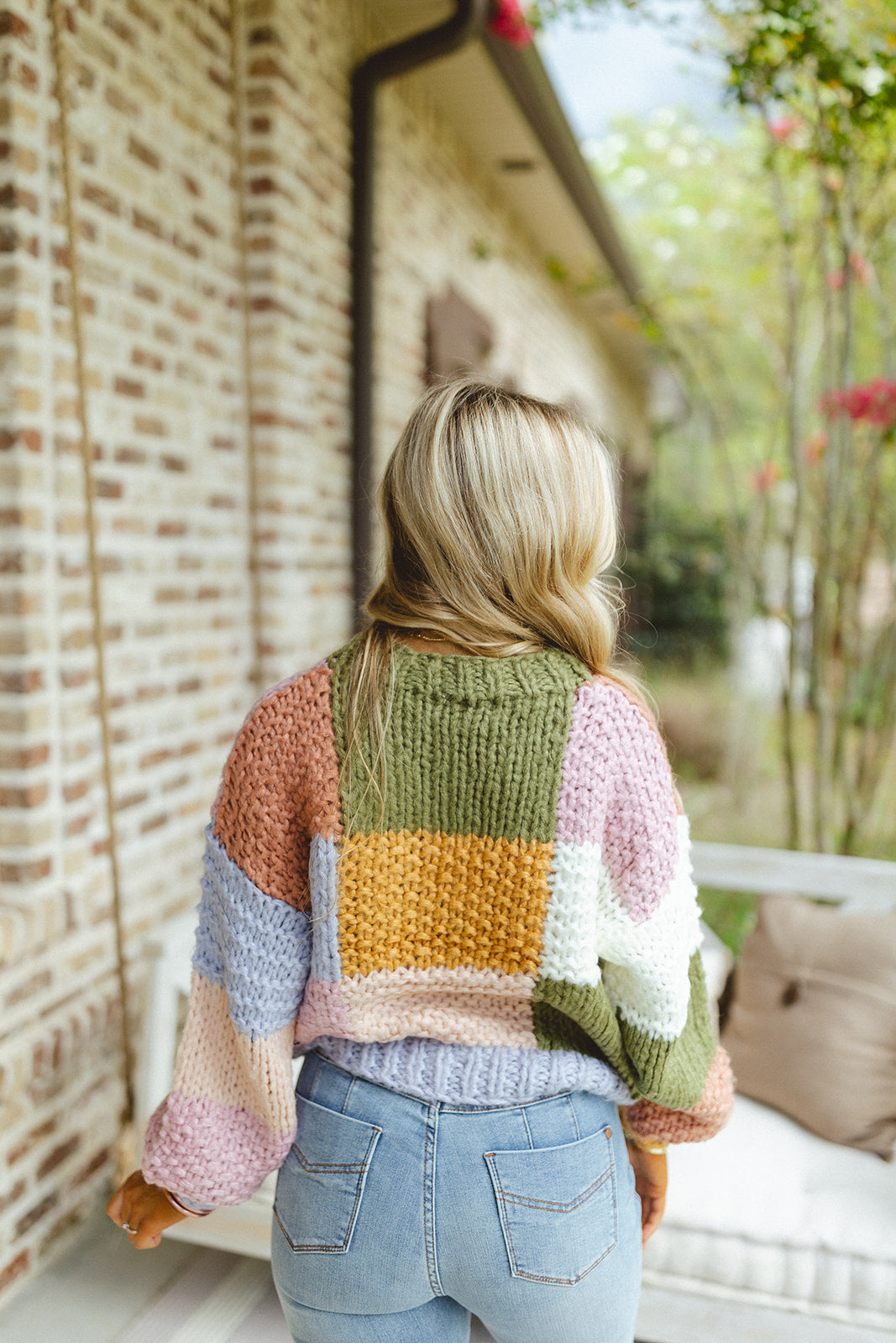 Olive Colorblock Chunky Knit Sweater