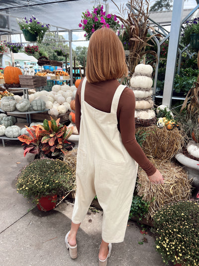 Cream Oversized Comfy Overalls