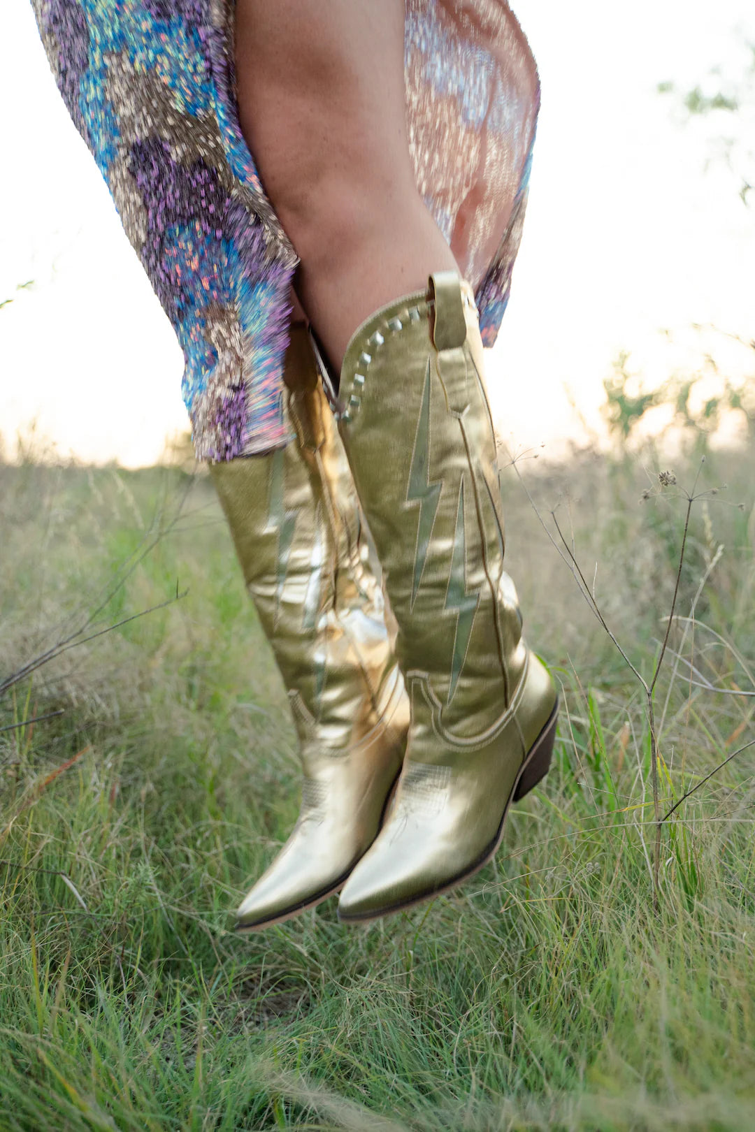 Marfa The Jolene Boots in Gold/Silver