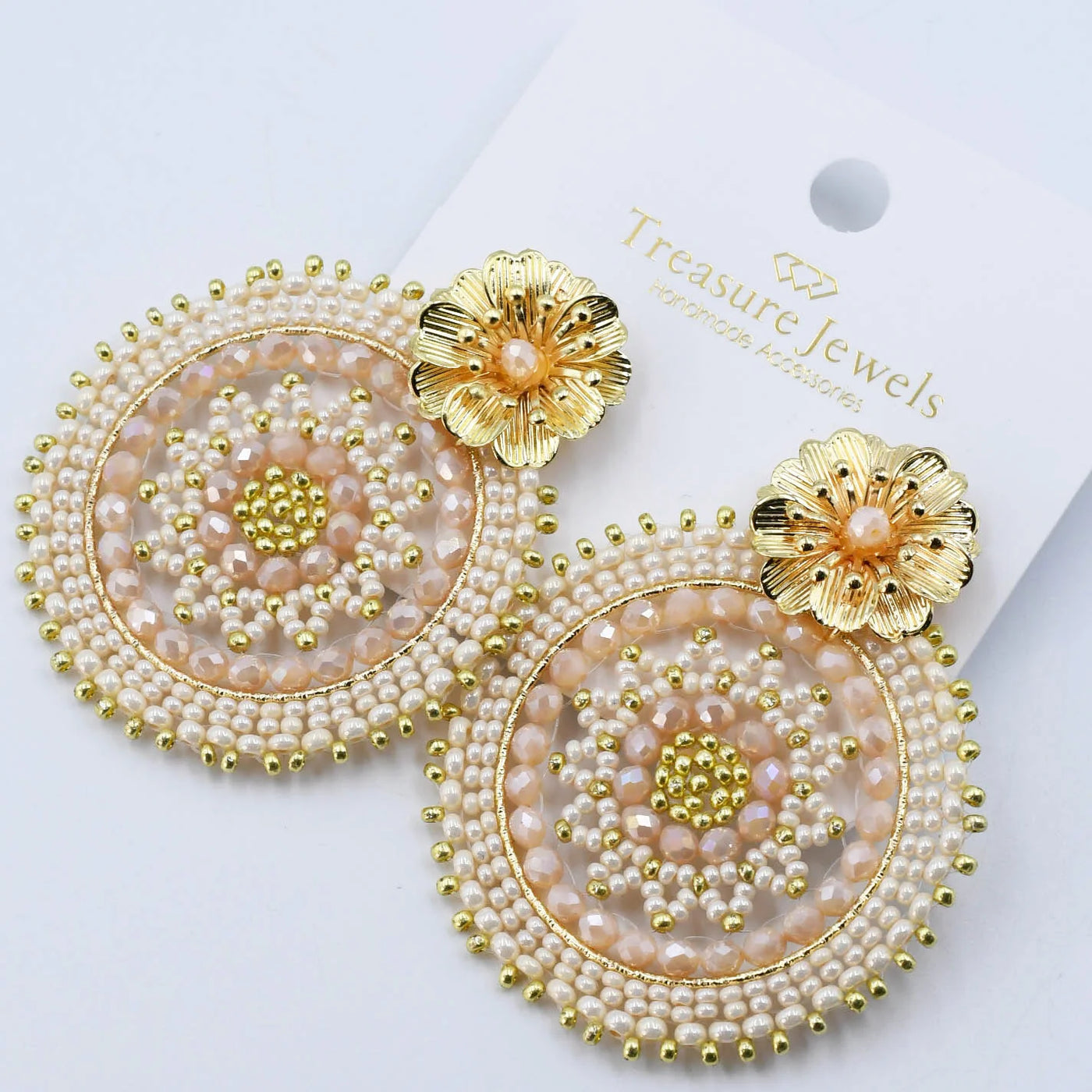 Treasure Jewels Eternal Flower Earrings in Nude