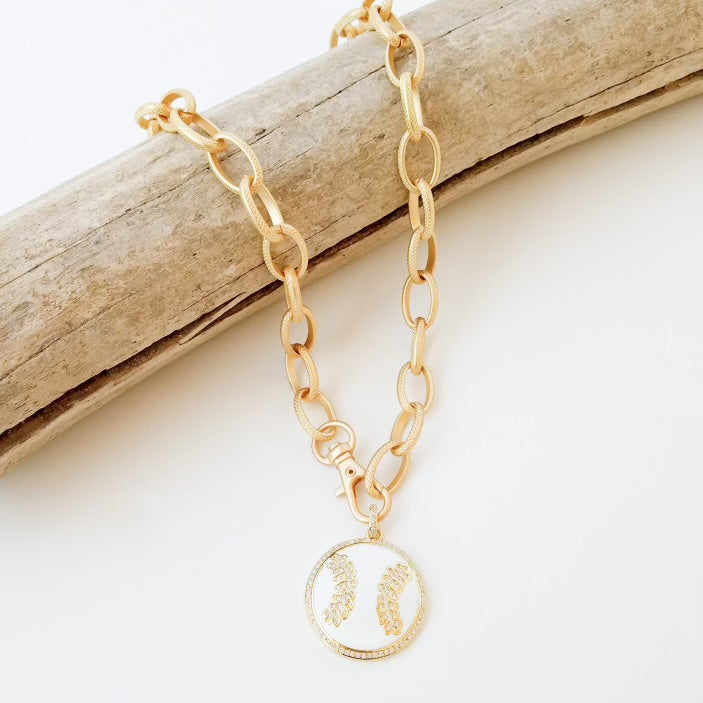 Virtue Jewelry Etched Chain Baseball Necklace