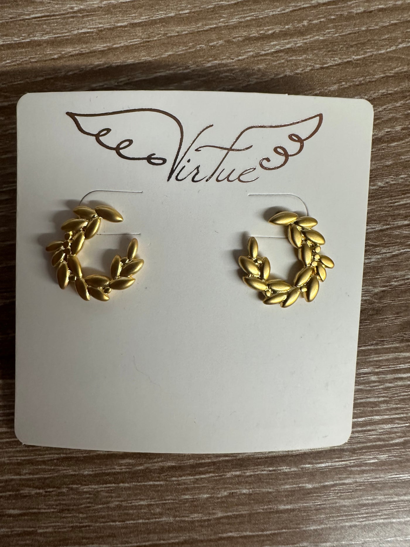 Virtue Jewelry Gold Metal Wreath Studs