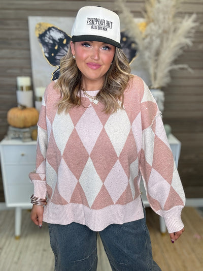 Dusty Pink Multi Pattern Knit Sweater