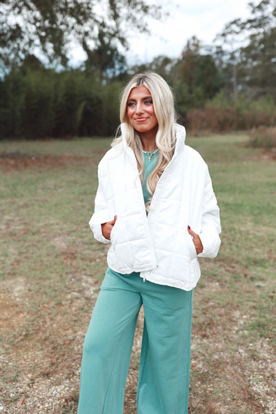 White Oversized Quilted Puffer Jacket