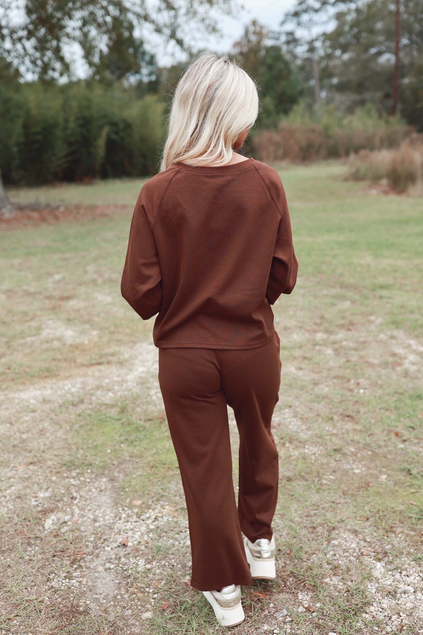 Red Bean Oversized V-Neck Sweatshirt and Pant Set