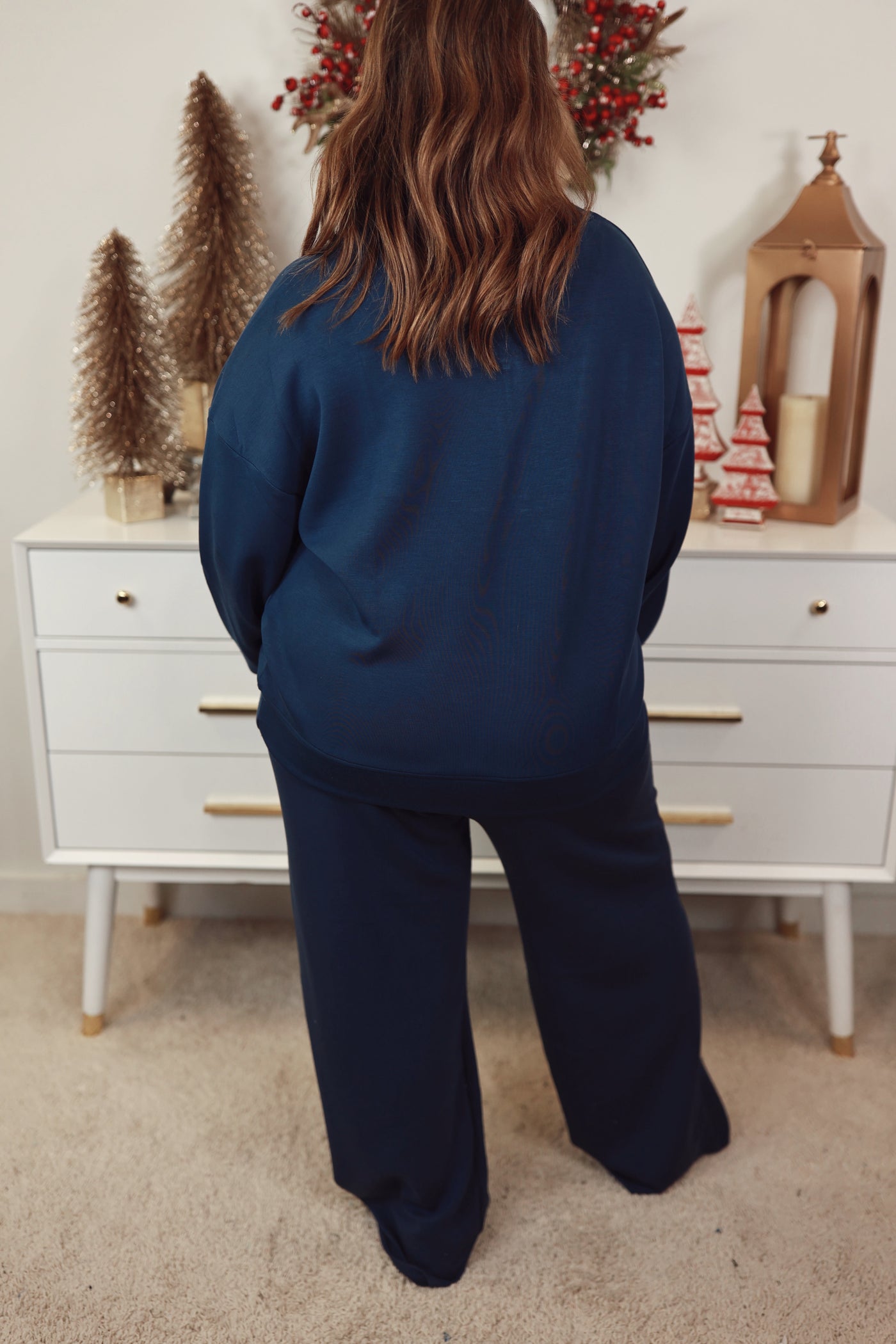 Smoky Navy Scuba Luxe Half Zip Pullover and Pant Set