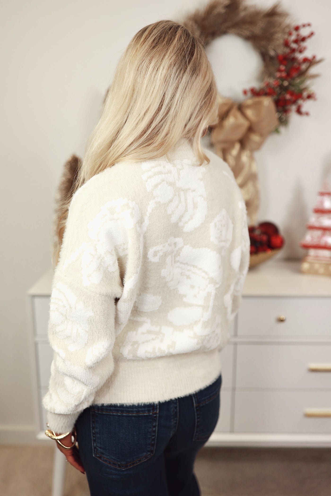 Creamy White Ultra Soft Jacquard Sweater