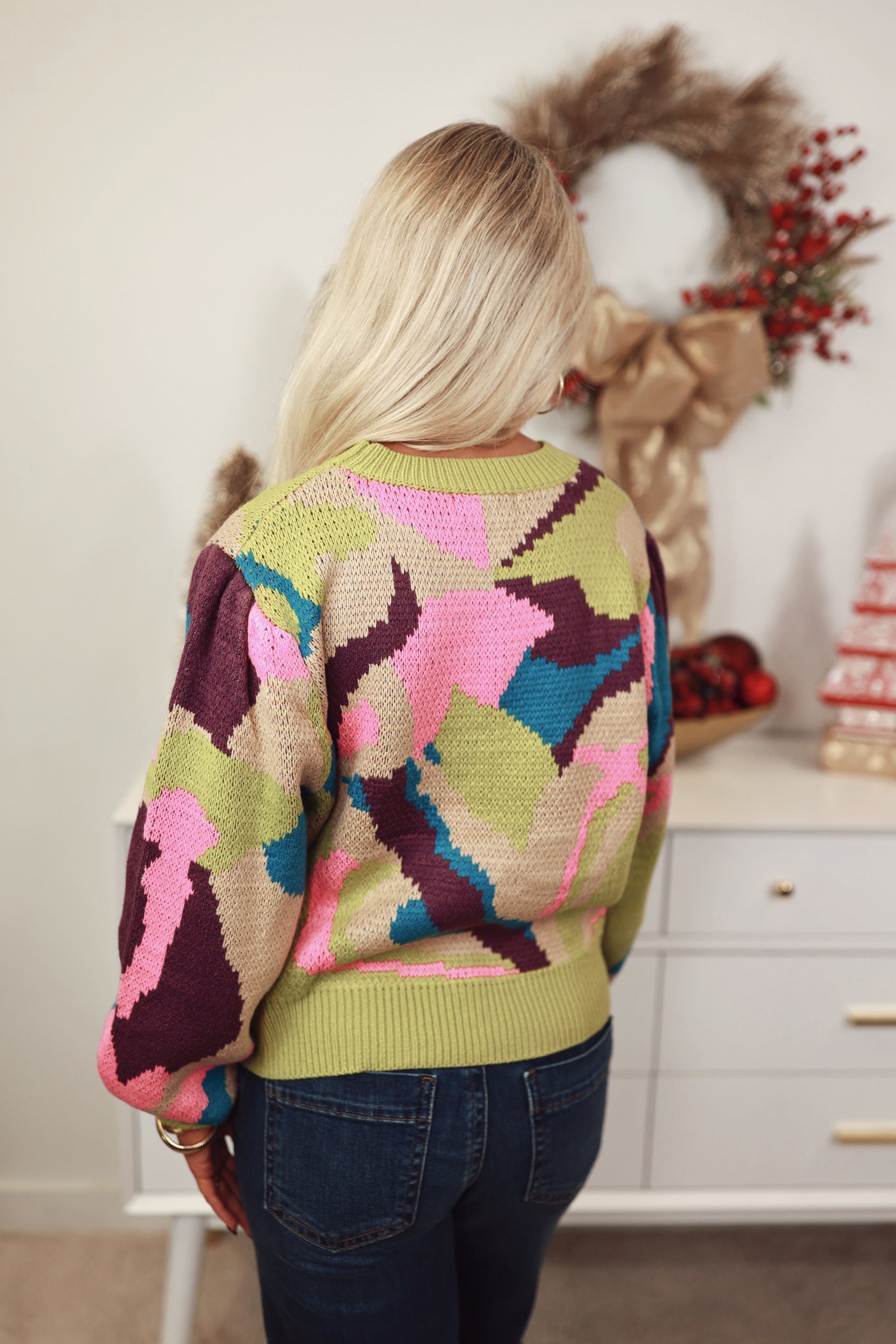 Lemon Grass Multi Abstract Knit Sweater