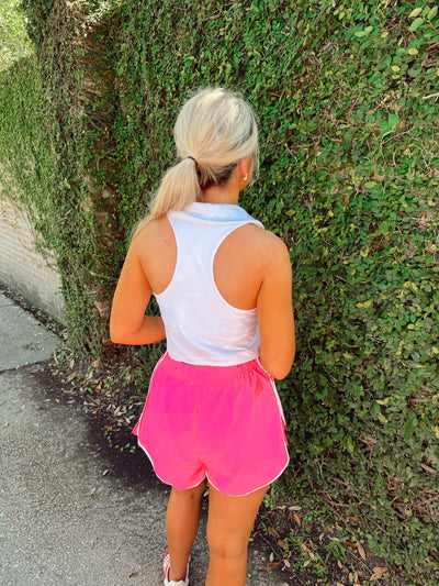 White Collared Cropped Tank