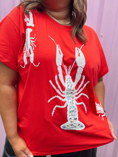 Queen of Sparkles Red Crawfish Card Tee