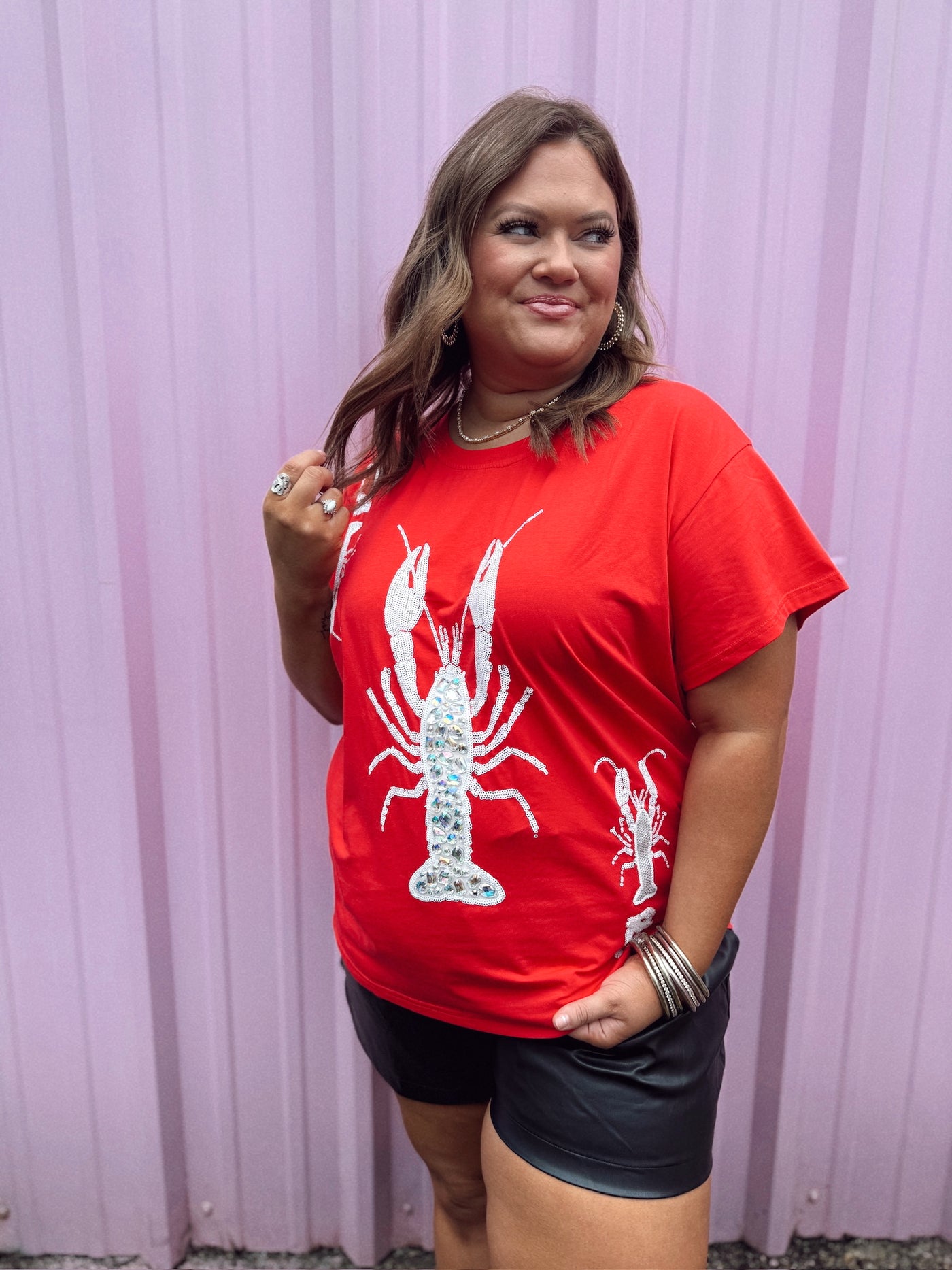 Queen of Sparkles Red Crawfish Card Tee