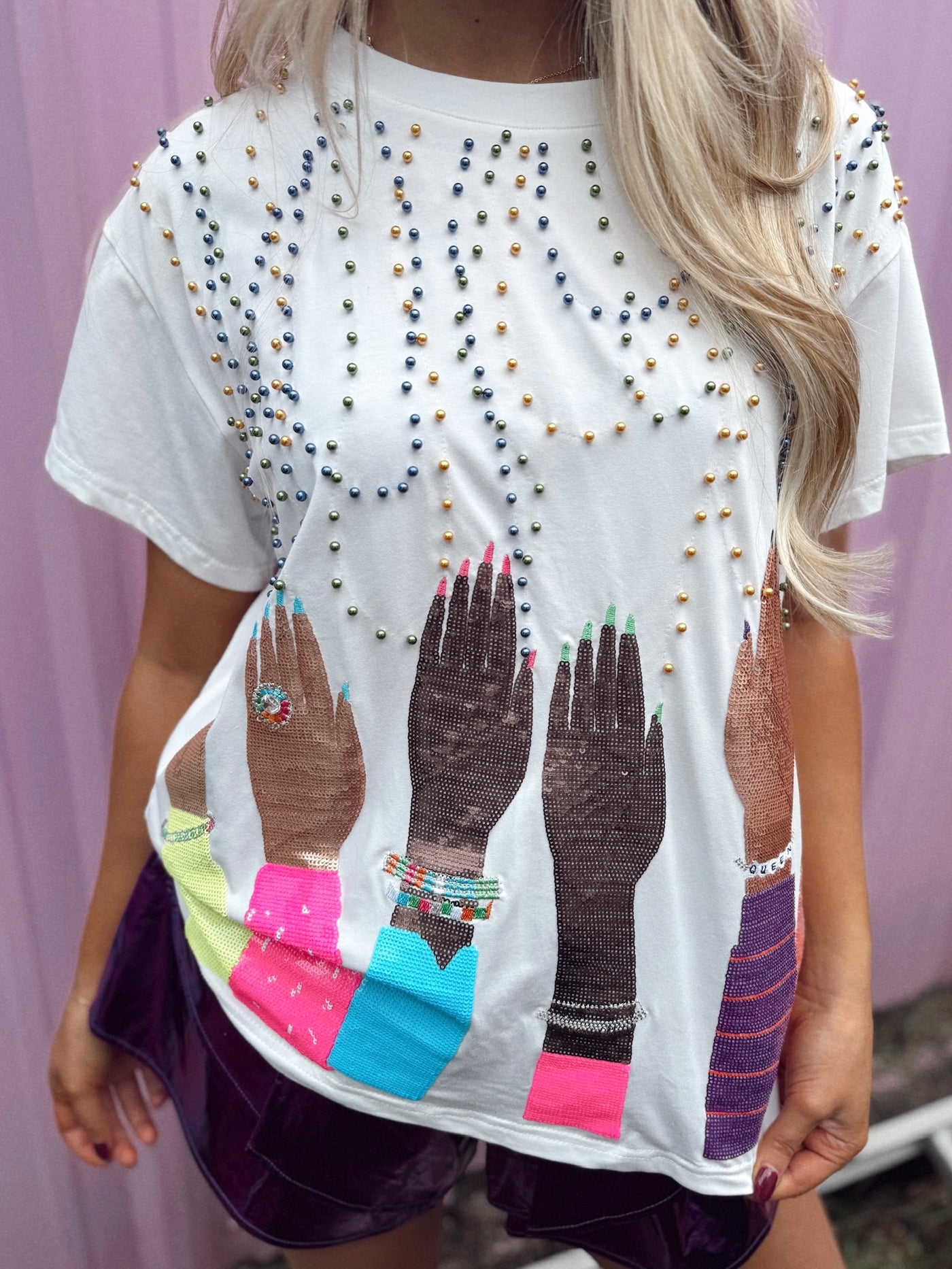 Queen Of Sparkles Catching Beads Tee