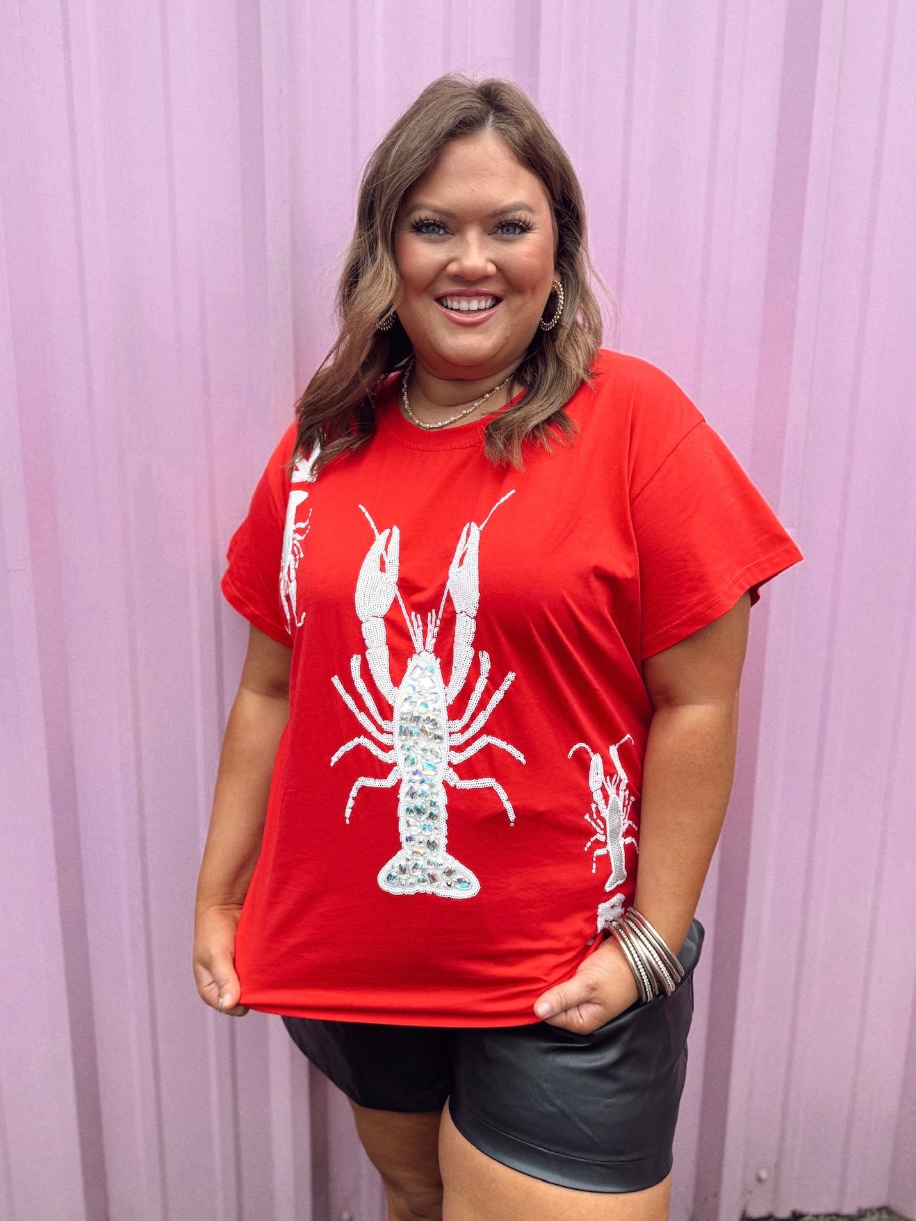 Queen of Sparkles Red Crawfish Card Tee