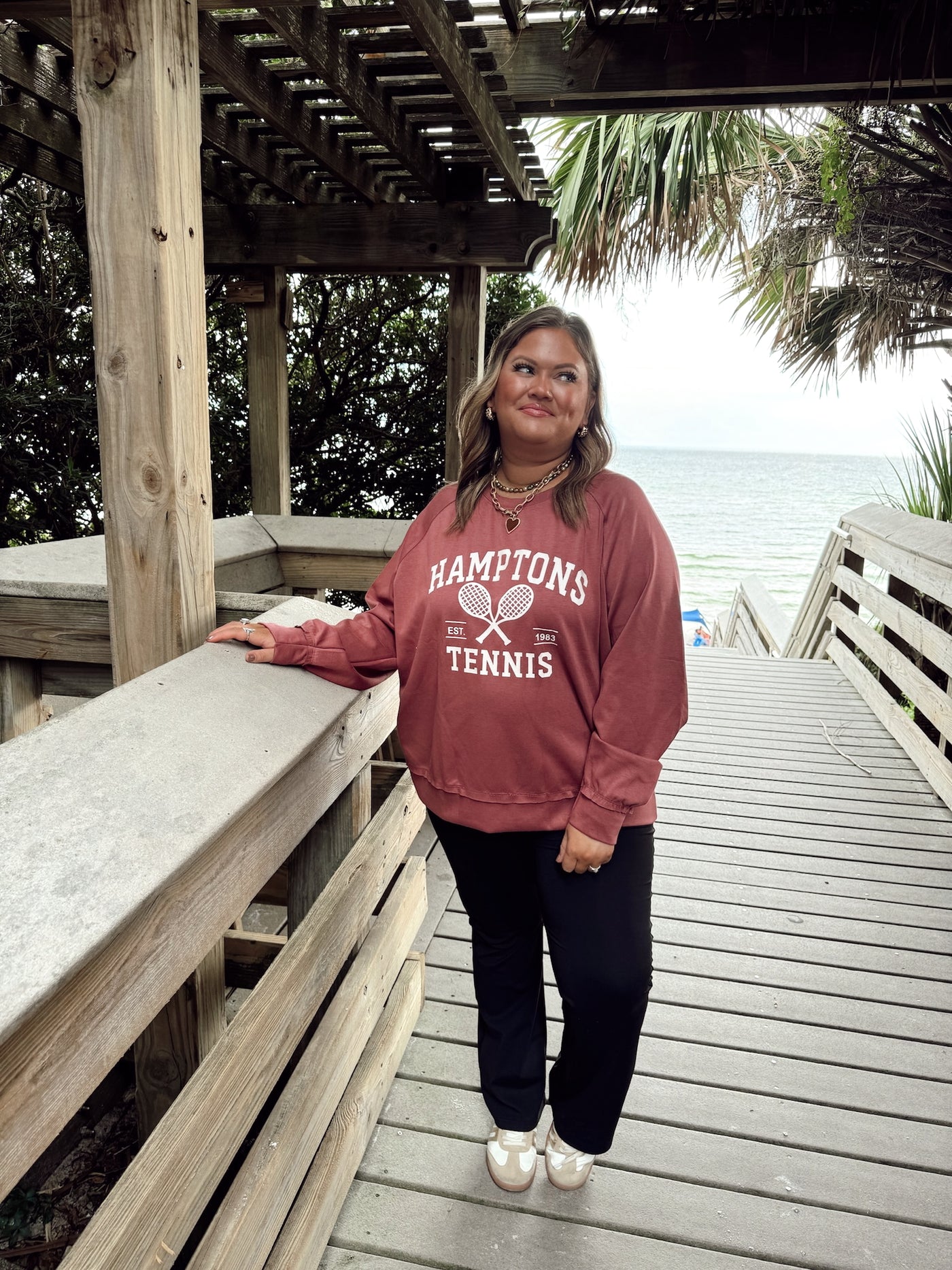 Dusty Magenta Oversized Hamptons Tennis Sweatshirt