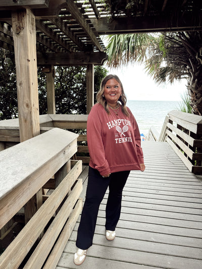 Dusty Magenta Oversized Hamptons Tennis Sweatshirt