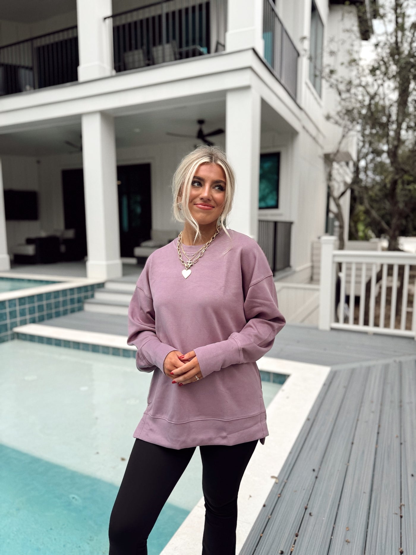 Dusty Lilac Long Sleeve Comfy Pullover