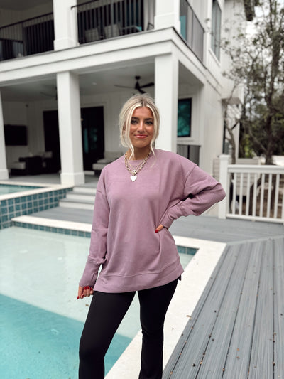 Dusty Lilac Long Sleeve Comfy Pullover