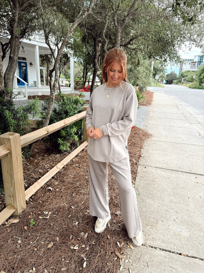 Stone Oversized Side Slit Pullover and Pant Set