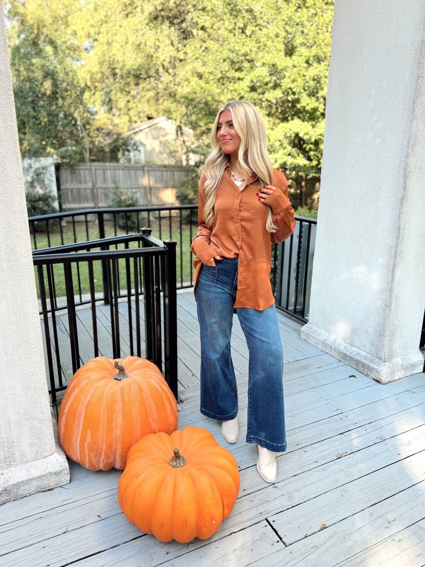 Chocolate Oversized Collared Button Down Top