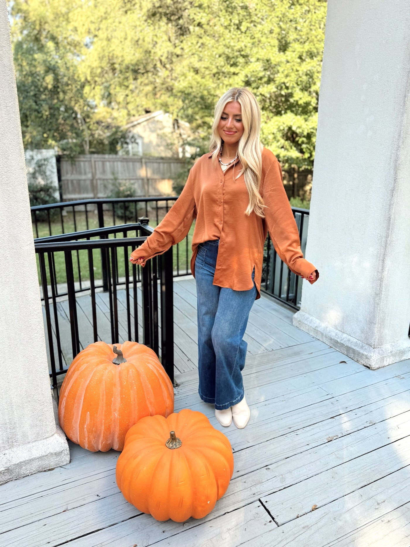 Chocolate Oversized Collared Button Down Top