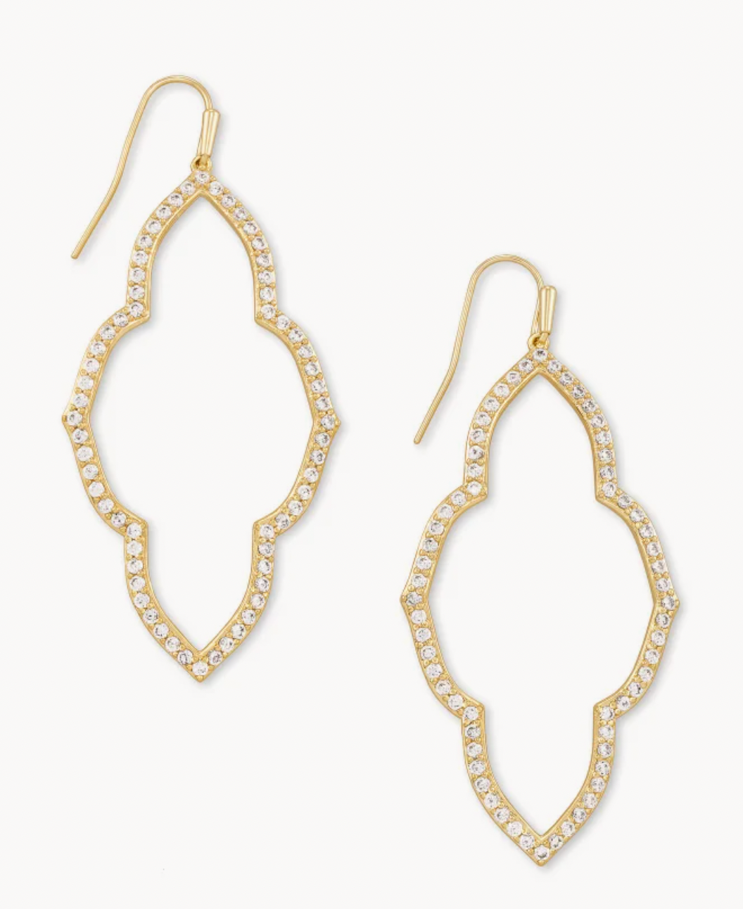 Kendra Scott Abbie Gold Open Frame Earrings in White Crystal