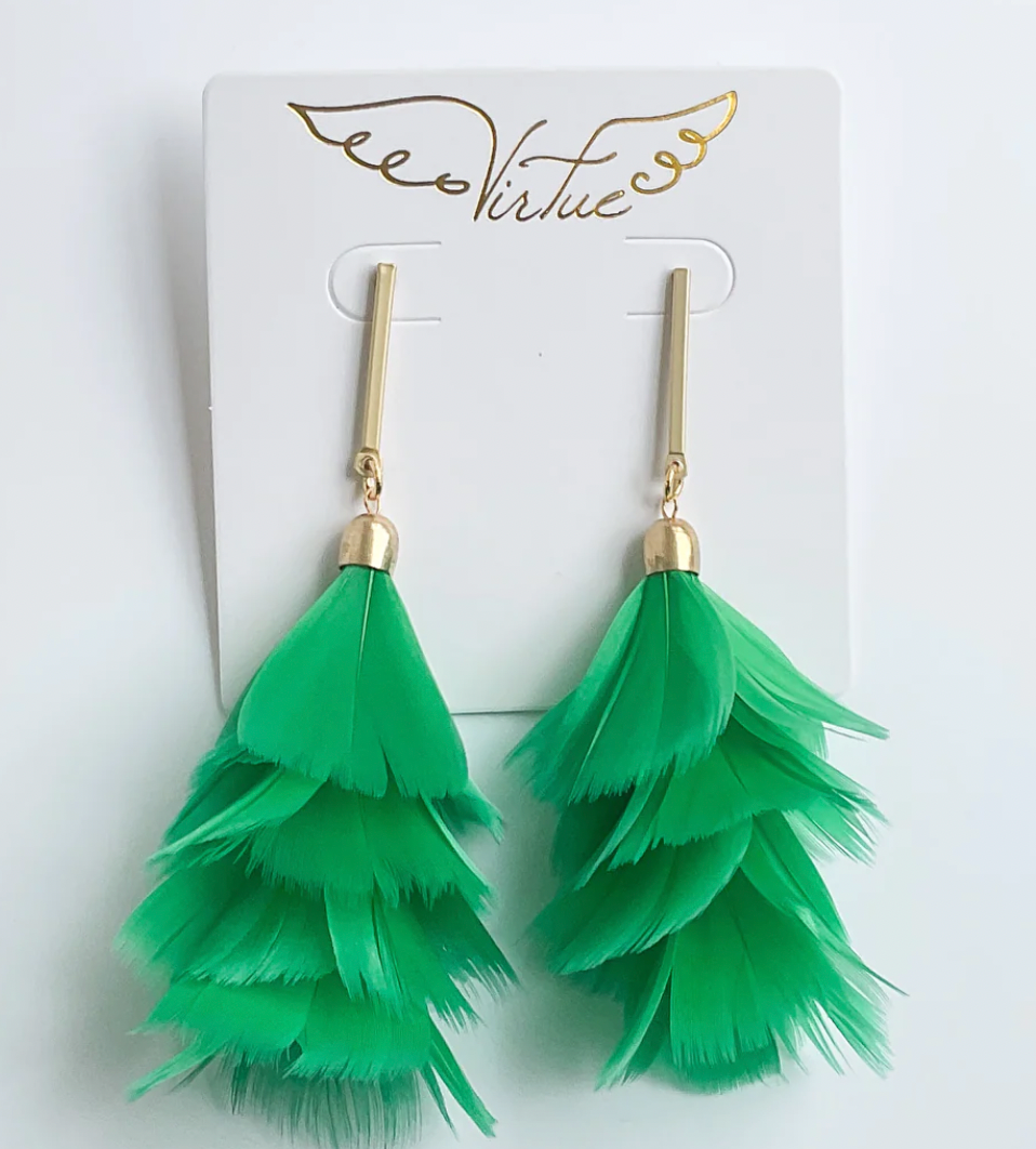 Virtue Jewelry Bar Post Feather Fan Earrings