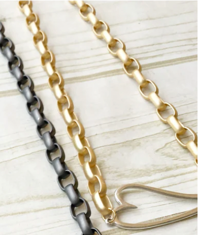 Virtue Jewelry Gold on Gold Open Heart Rolo Connector Necklace