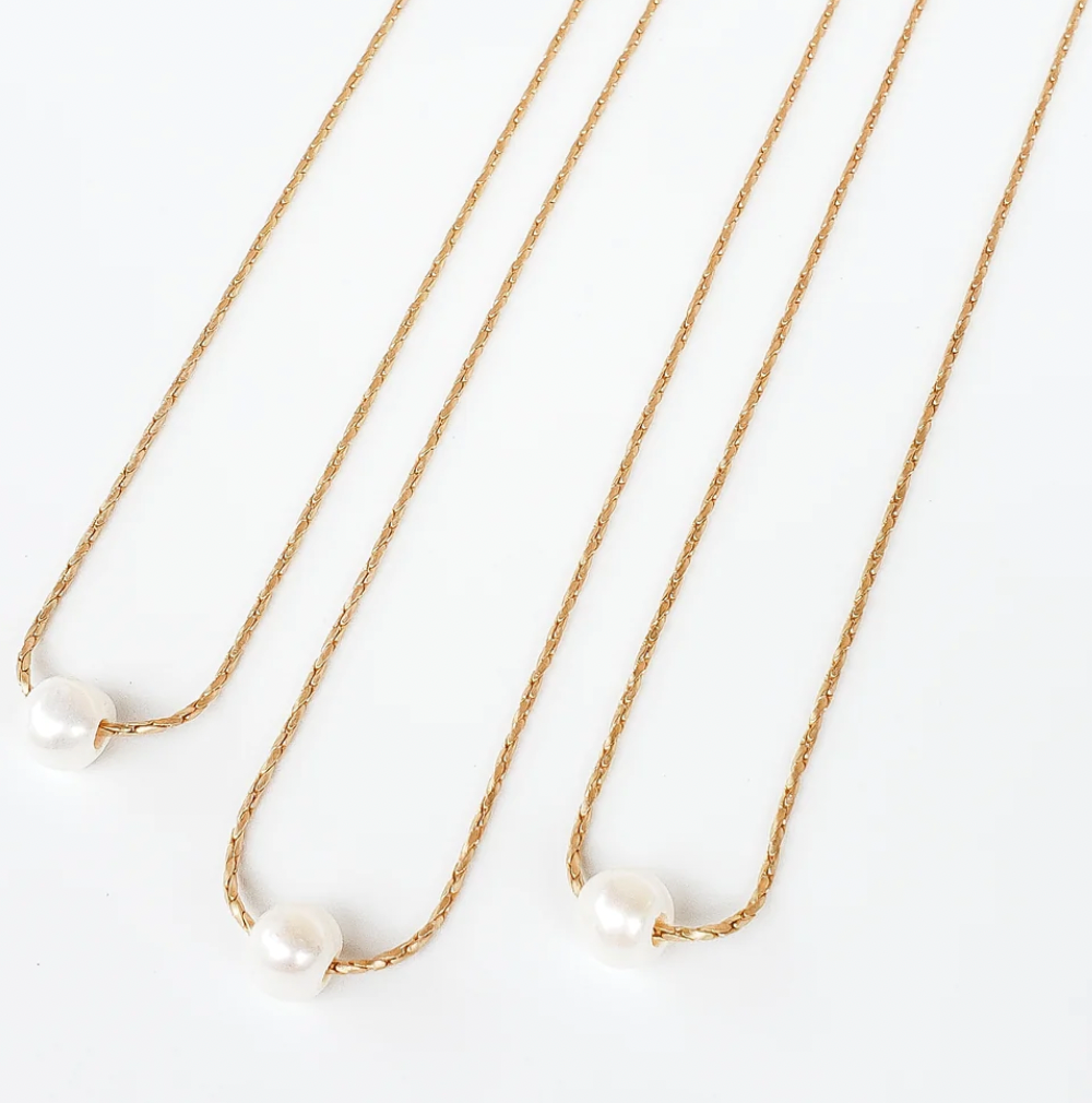 Virtue Jewelry Gold Petite Rope Chain Freshwater Pearl Necklace