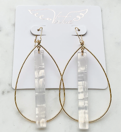 Virtue Jewelry Teardrop Acrylic Bar Hoop