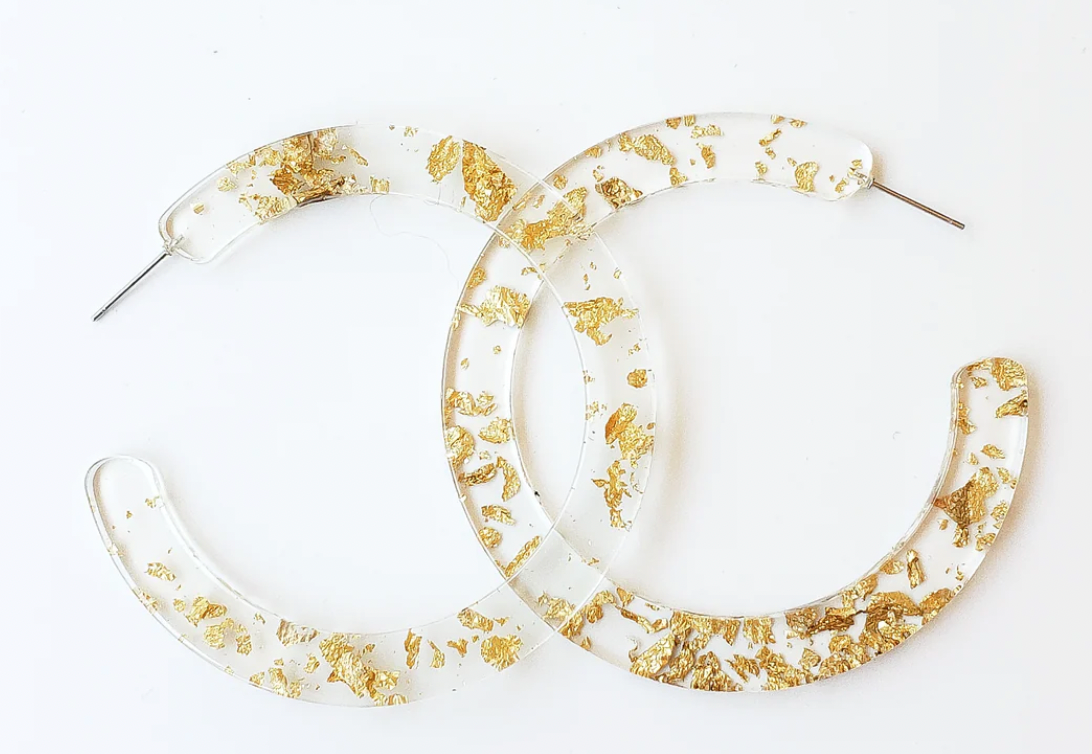 Virtue Jewelry Gold Fleck Acrylic Hoops