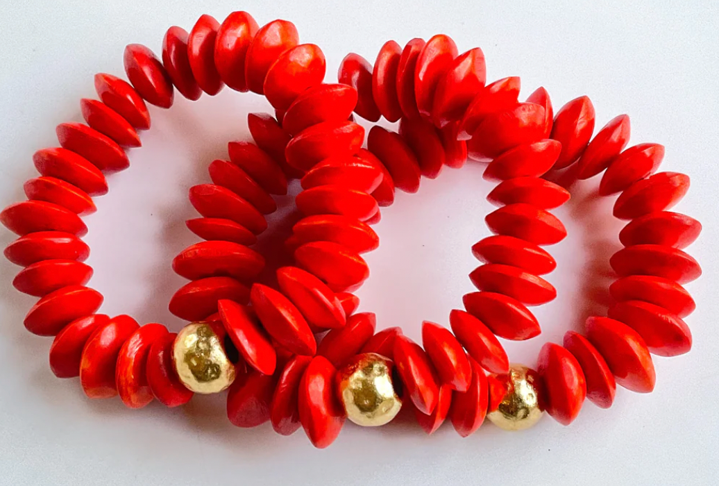Virtue Jewelry Heishi Bone Bracelet in Tomato