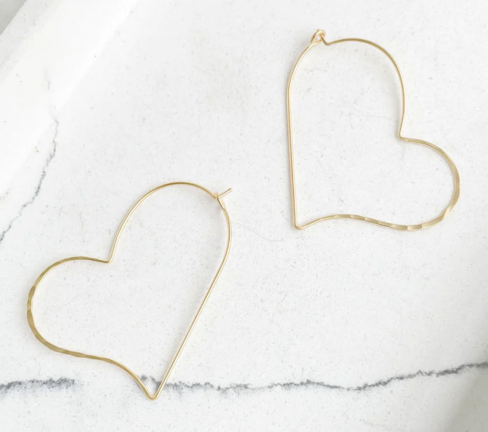 Virtue Jewelry Gold Wire Heart Hoops