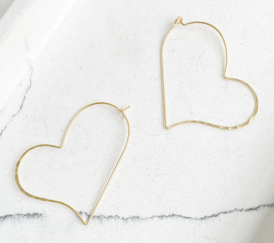 Virtue Jewelry Gold Wire Heart Hoops