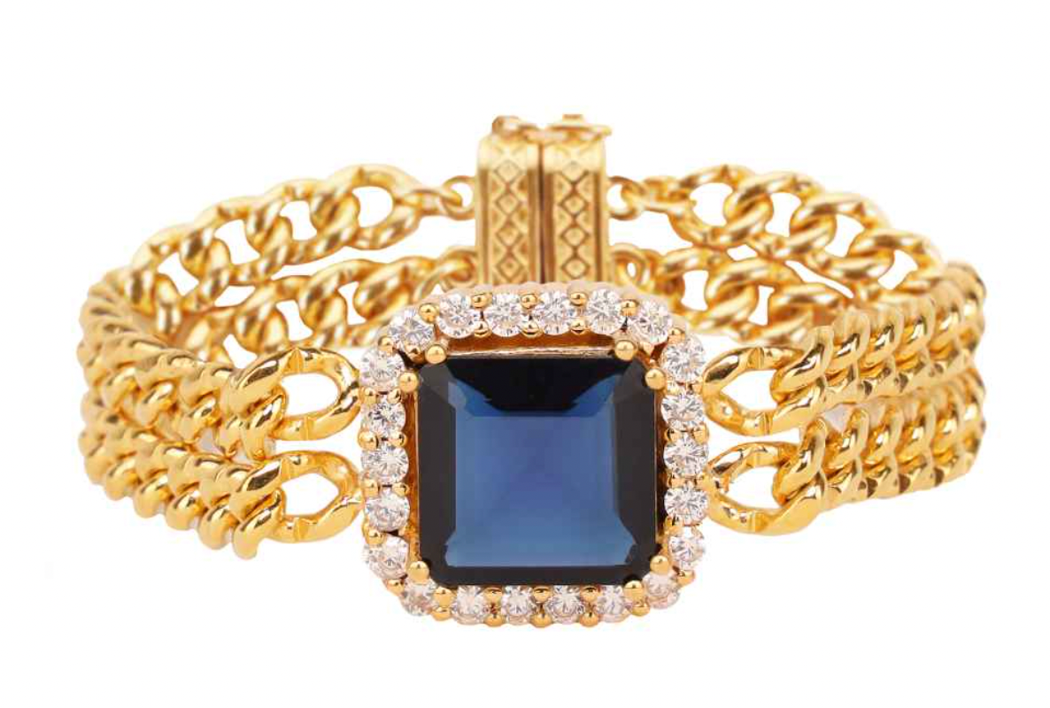 BuDhaGirl Solange Chain and Crystal Bracelet - Sapphire