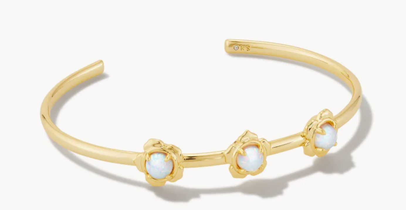 Kendra Scott Susie Gold Cuff Bracelet in Bright White Kyocera Opal