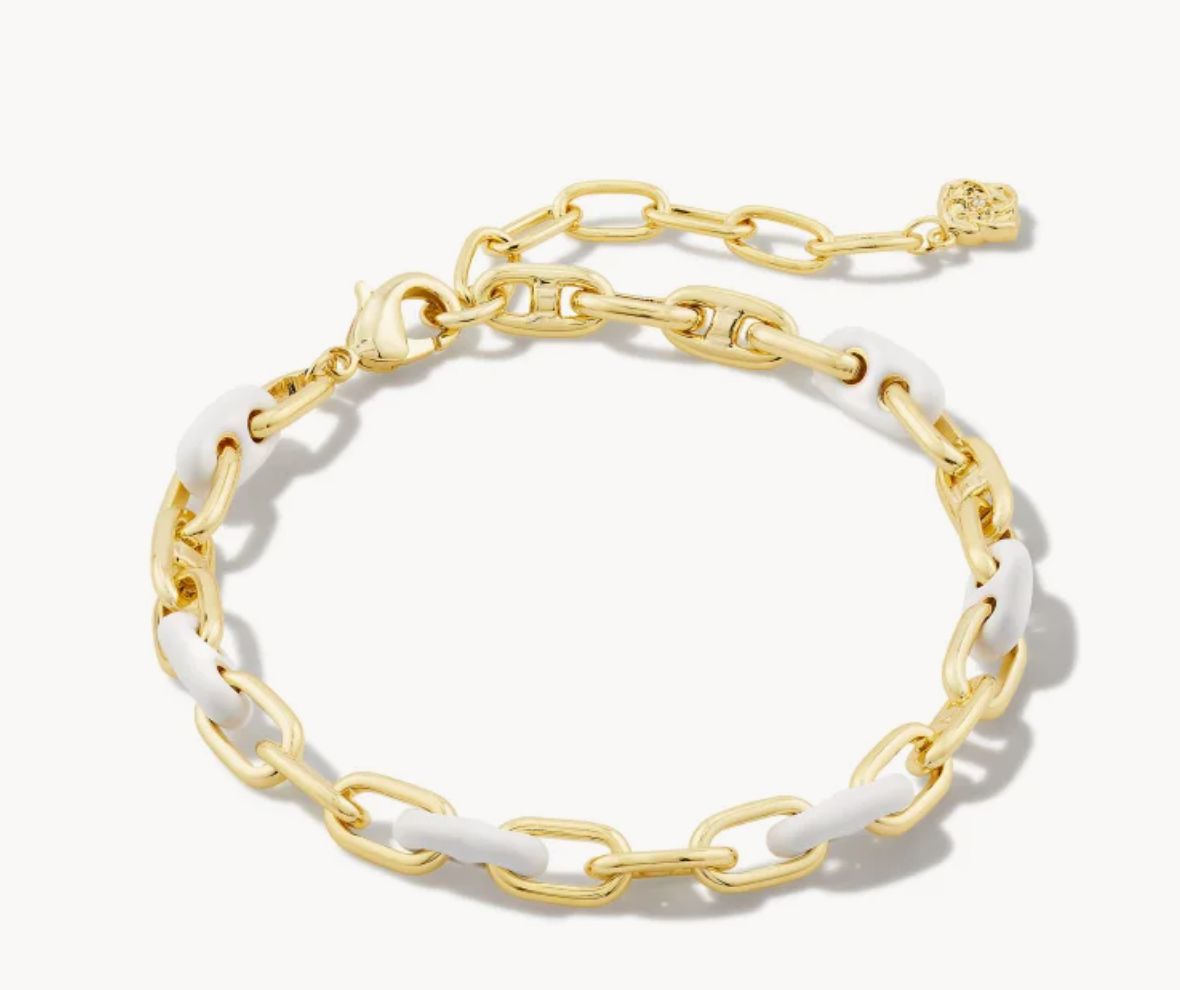 Kendra Scott Bailey Gold Chain Bracelet in White Mix