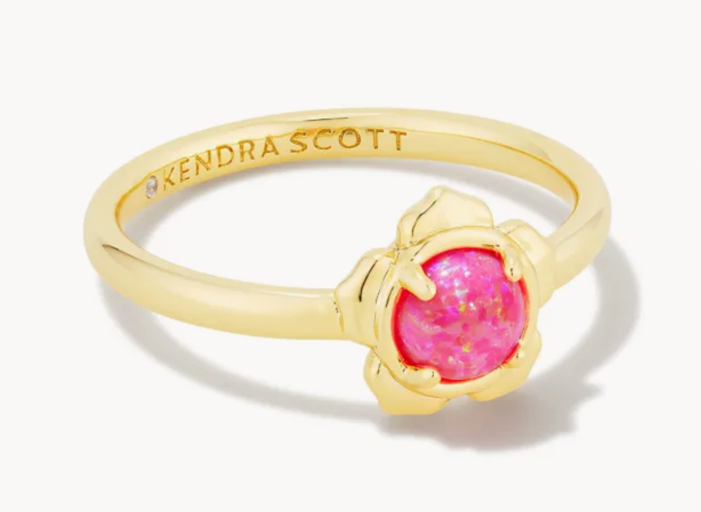 Kendra Scott Susie Gold Band Ring in Hot Pink Kyocera Opal