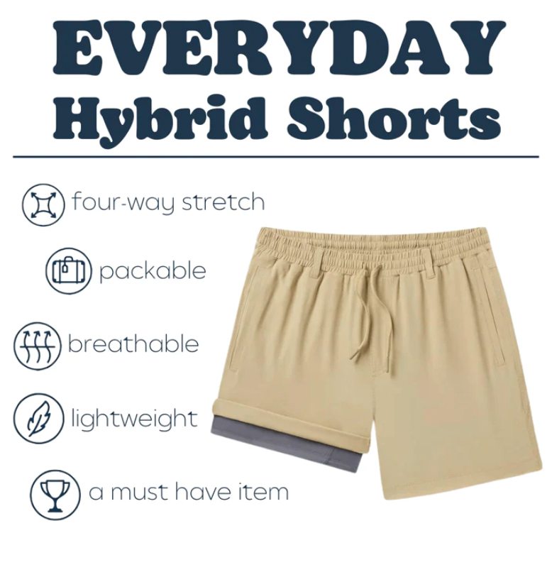 Southern Shirt Men's Hybrid 5.5" Inseam Shorts With Belt Loops - English Khaki