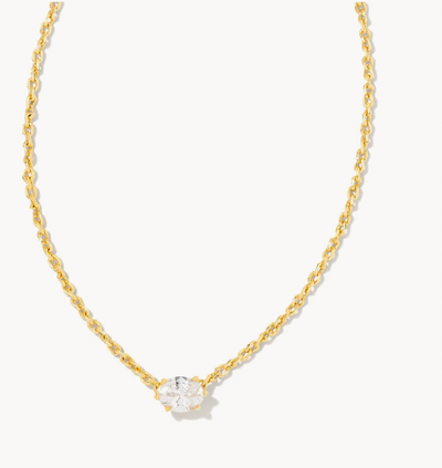 Kendra Scott Cailin Gold Pendant Necklace in White Crystal
